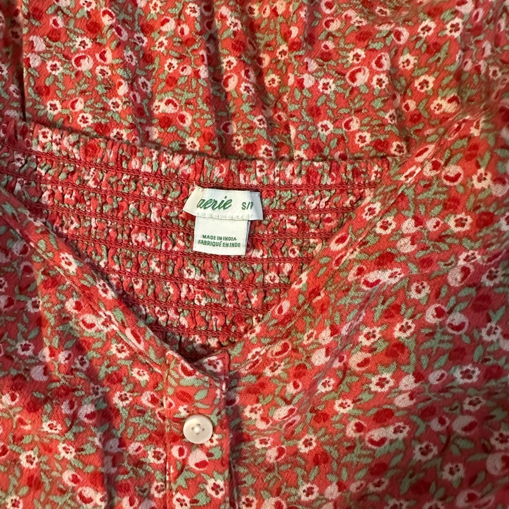 Aerie Red Button Up Floral Sundress - Picture 4 of 4